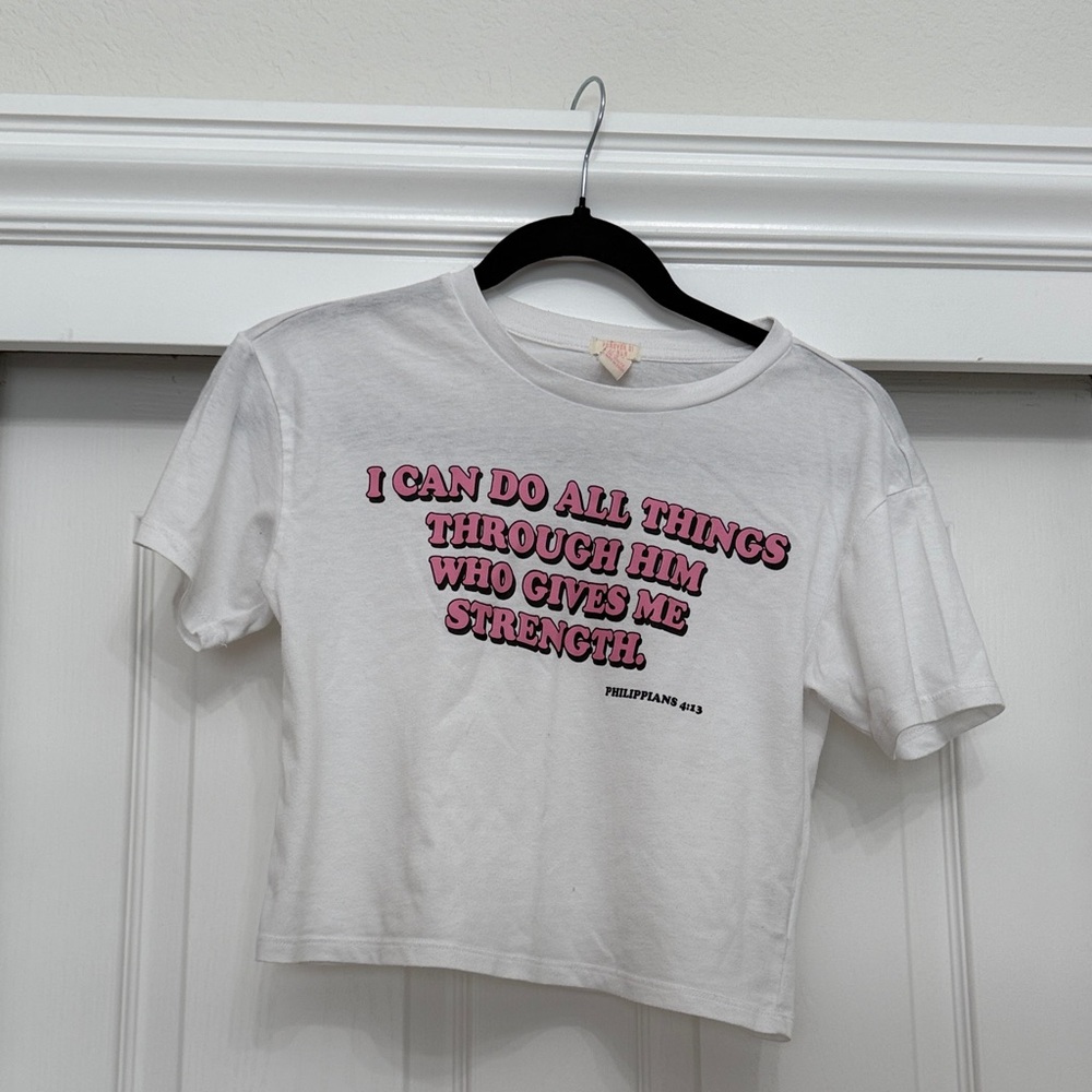 Forever 21 White and Pink Graphic Kids T-Shirt size 9/10